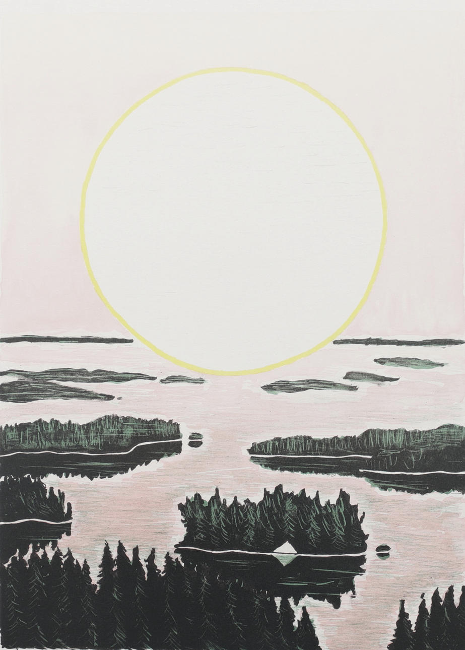 STEN DUNÉR. Landscape, lithograph in colours, signed, numbered 124/350 and dated 1992.