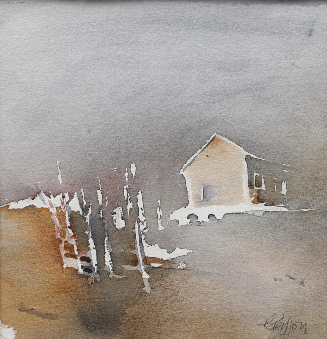 OIDENTIFIERAD KONSTNÄR. House, watercolour, signed K Persson.