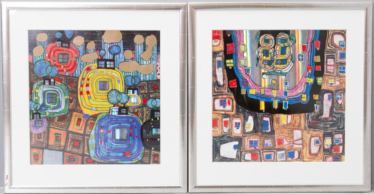 FRIEDENSREICH HUNDERTWASSER print. Framed (2 pcs).