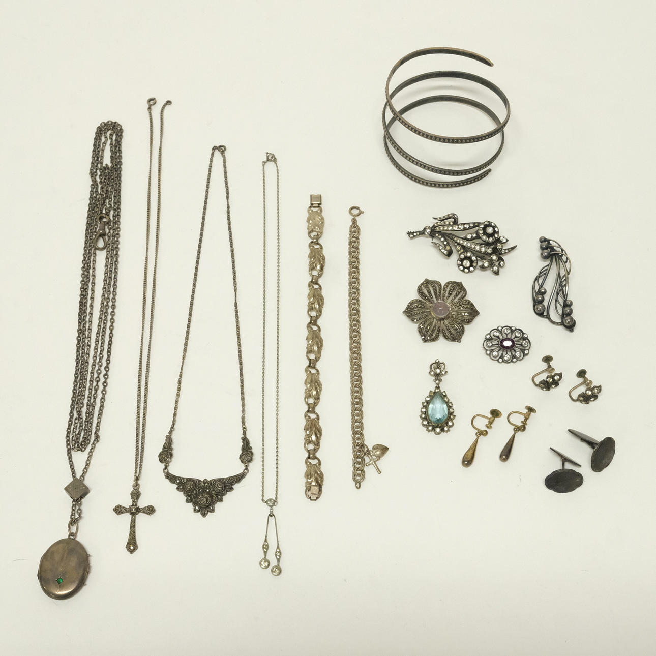 JEWELRY, SILVER, 16 PIECES.