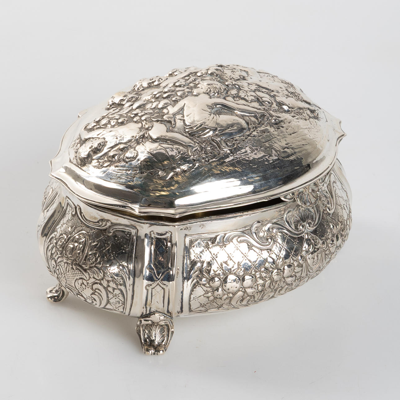 SKRIN, rococo style, silver, 830, Swedish import stamps.