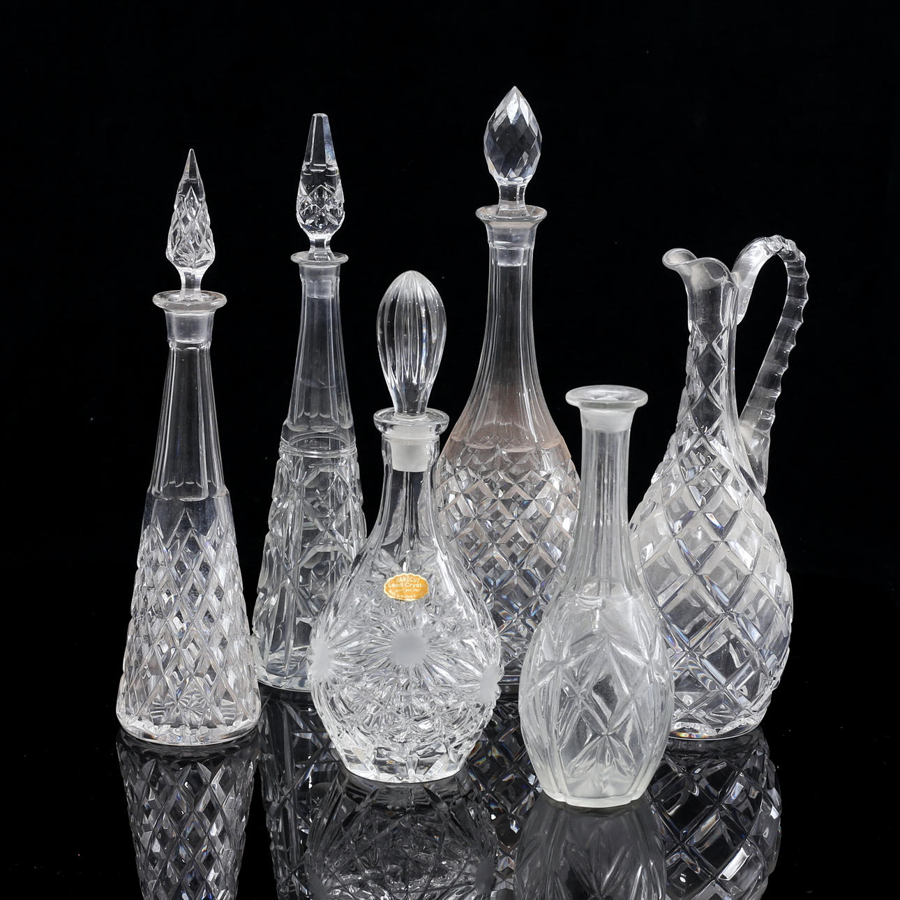 KARAFFER, 6 st, glas, 1900-tal.