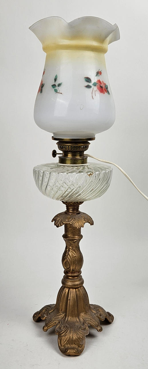 A glass and metal table lamp, first half of the 20th century. Lighting ...