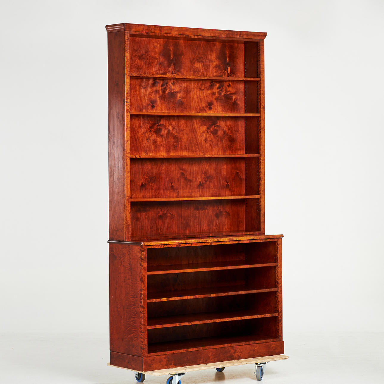 BOOKCASE. 18th/20th century, two-piece, mahogany.