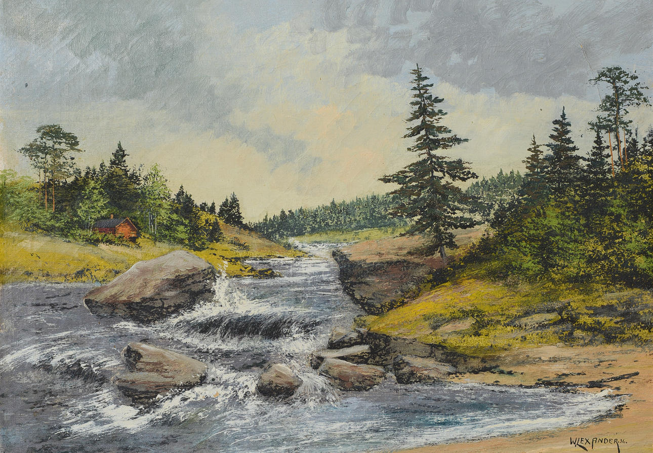 W. LEXANDER, Forest landscape, oil on canvas, signed and dated 36.