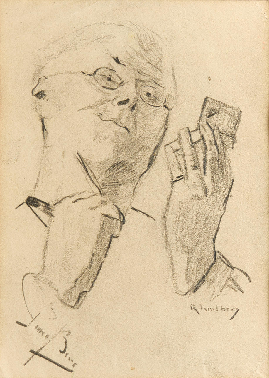 ROBERT LUNDBERG (1861-1903), portrait, signed, pencil drawing.