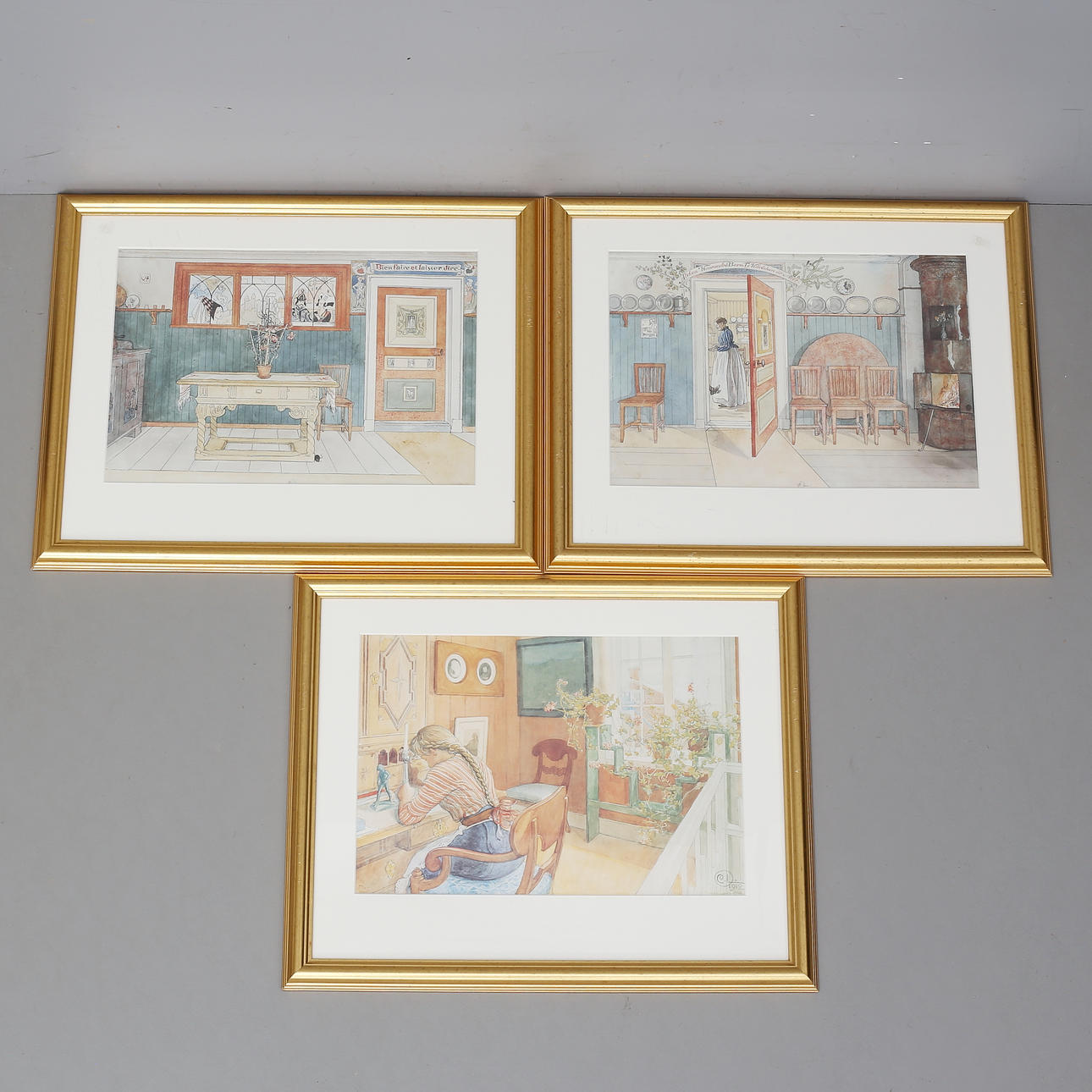 TAVLOR, 3 st, tryck, Carl Larsson-motiv.