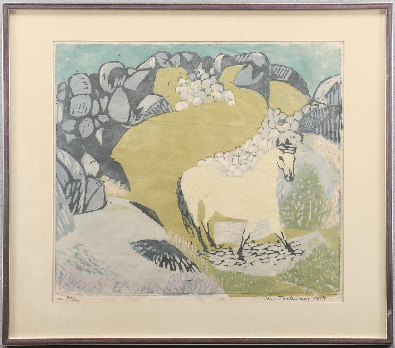 VILHELM TVETERAAS. Landscape with horse.