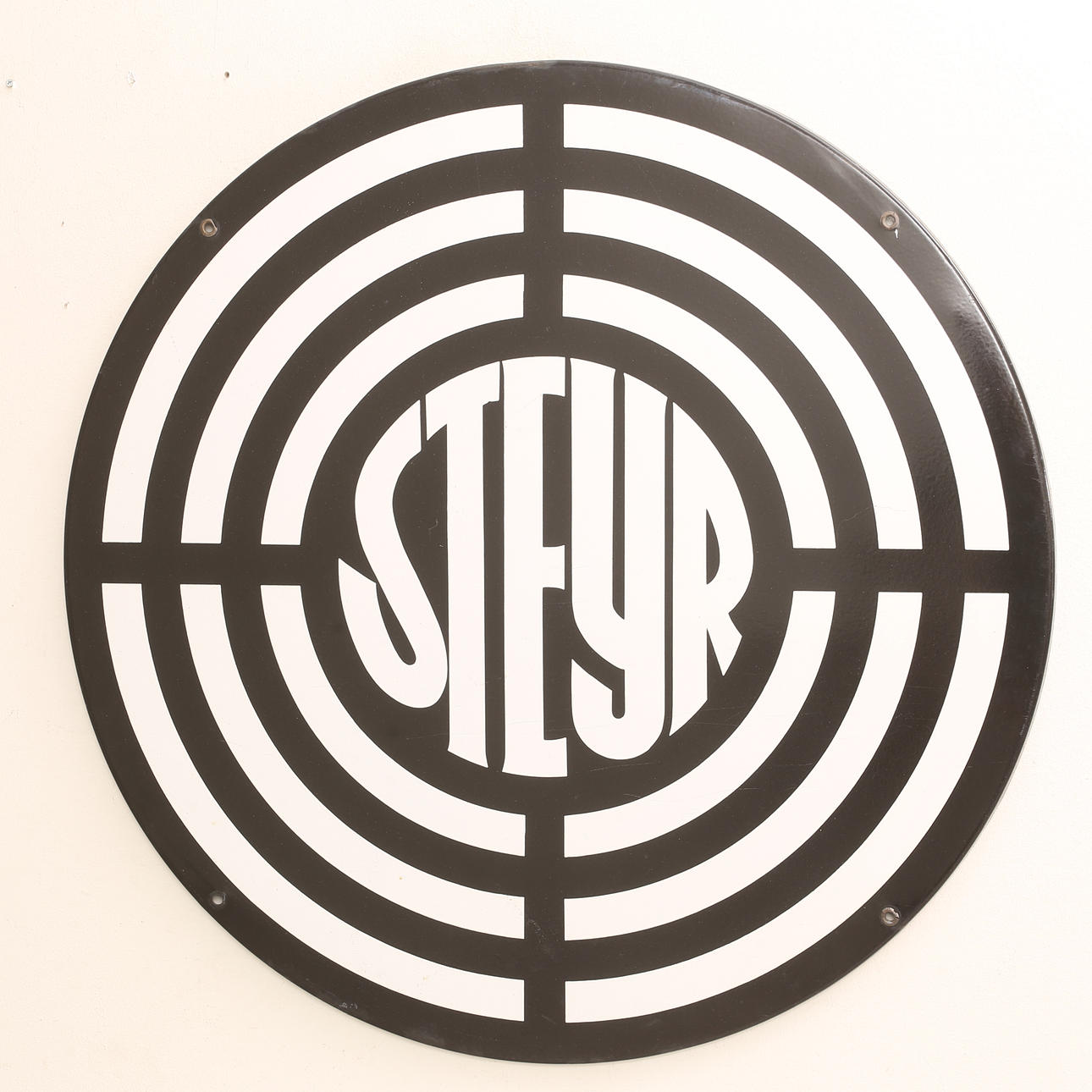 ADVERTISING SIGN, enamel, “Steyr”.