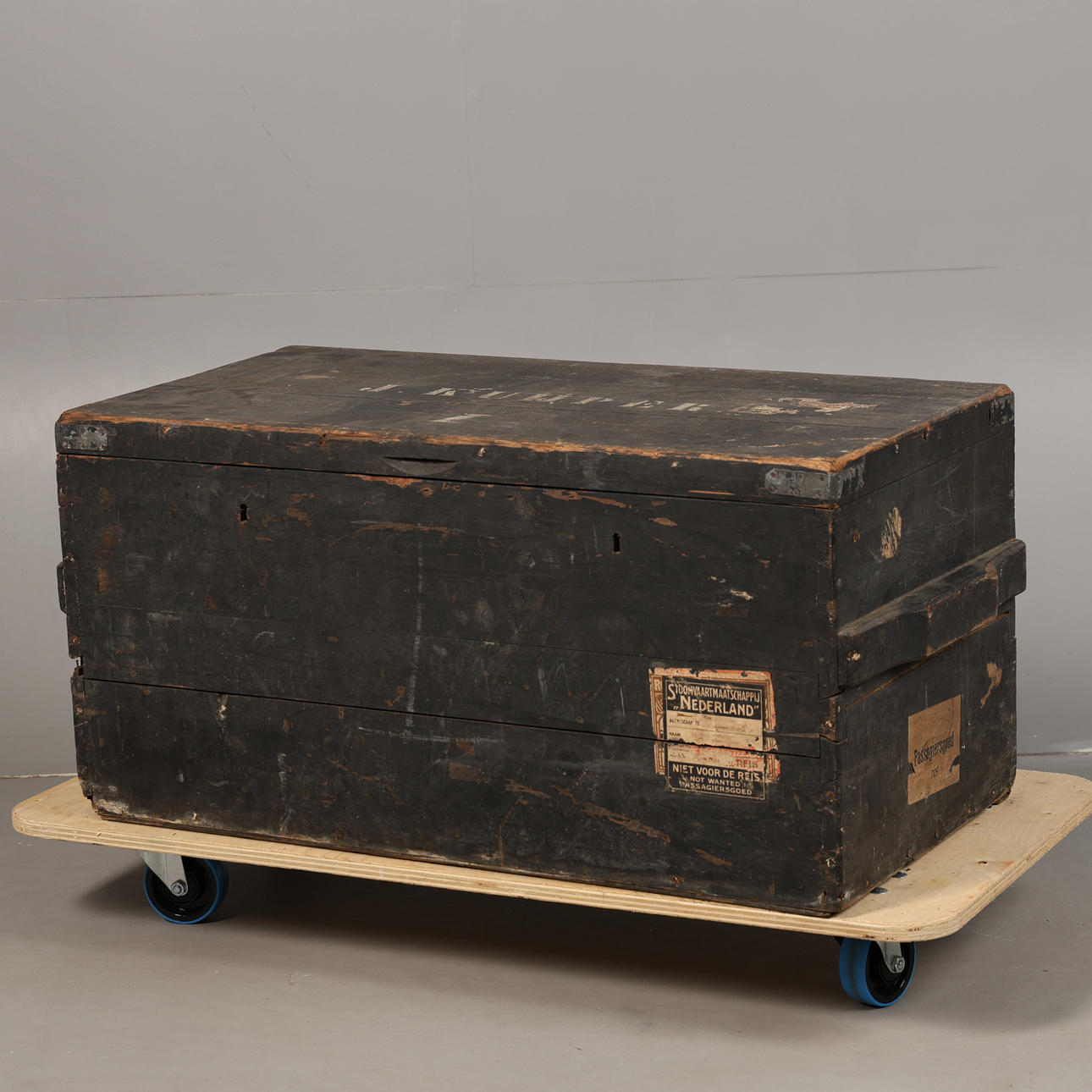 A 20TH CENTURY PAINTED PINE TRUNK.