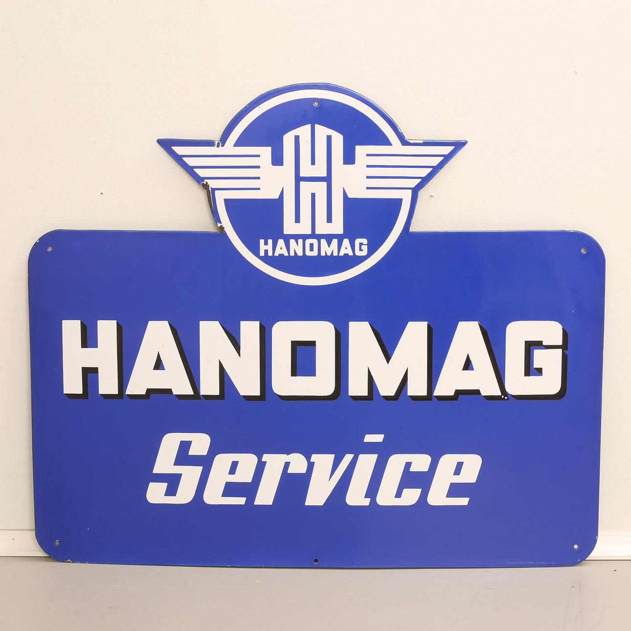 REKLAMSKYLT, emalj, "Hanomag Service".
