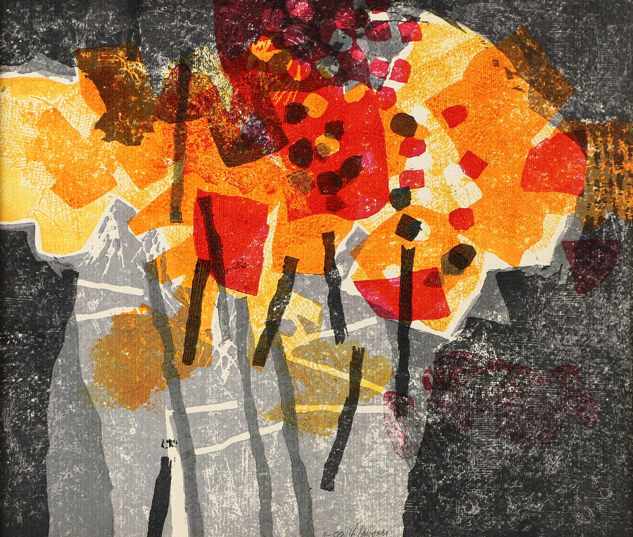 VIDE JANSSON. Composition, lithograph in colours, signed V. Jansson.