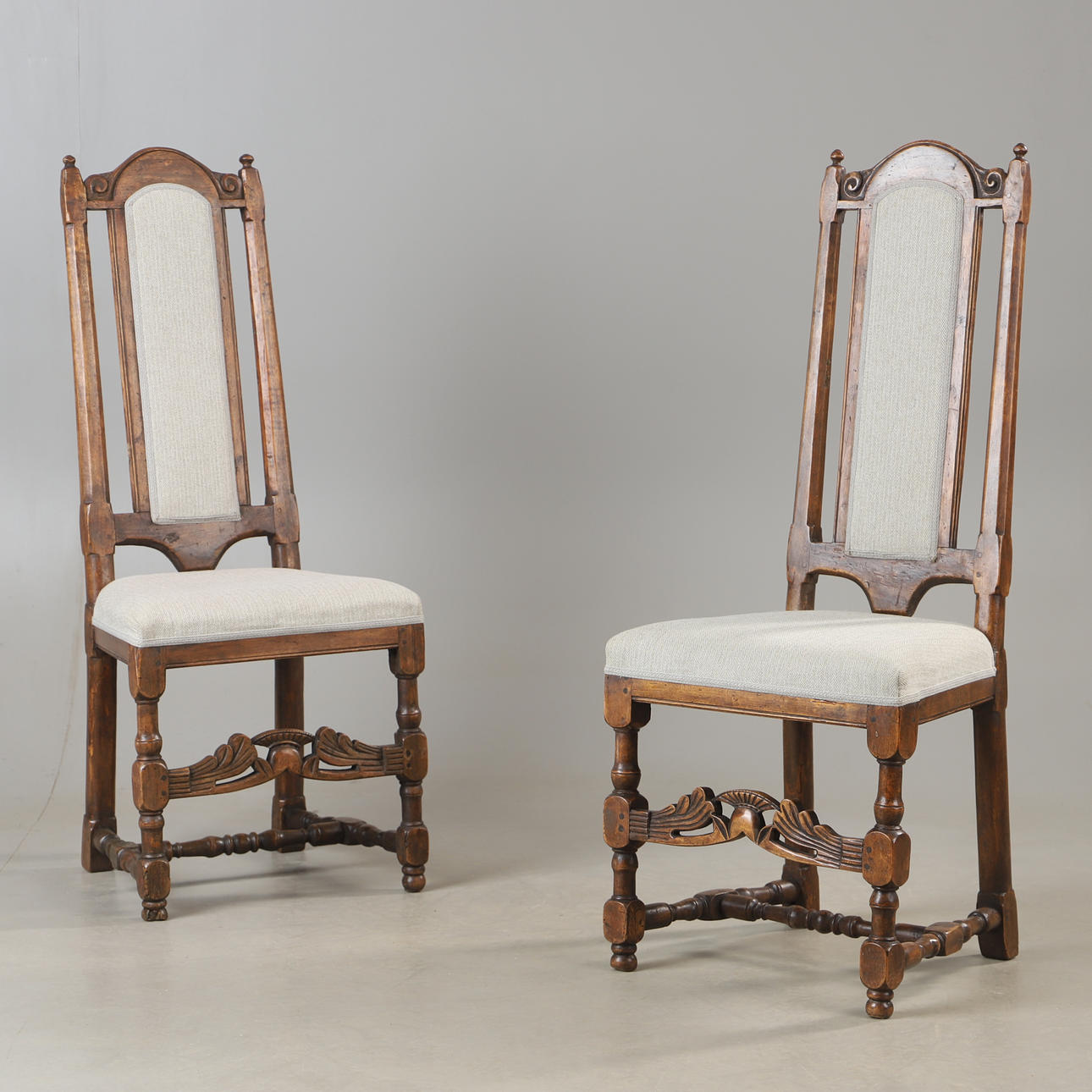 CHAIRS, 1 pair, mahogany stained, baroque.