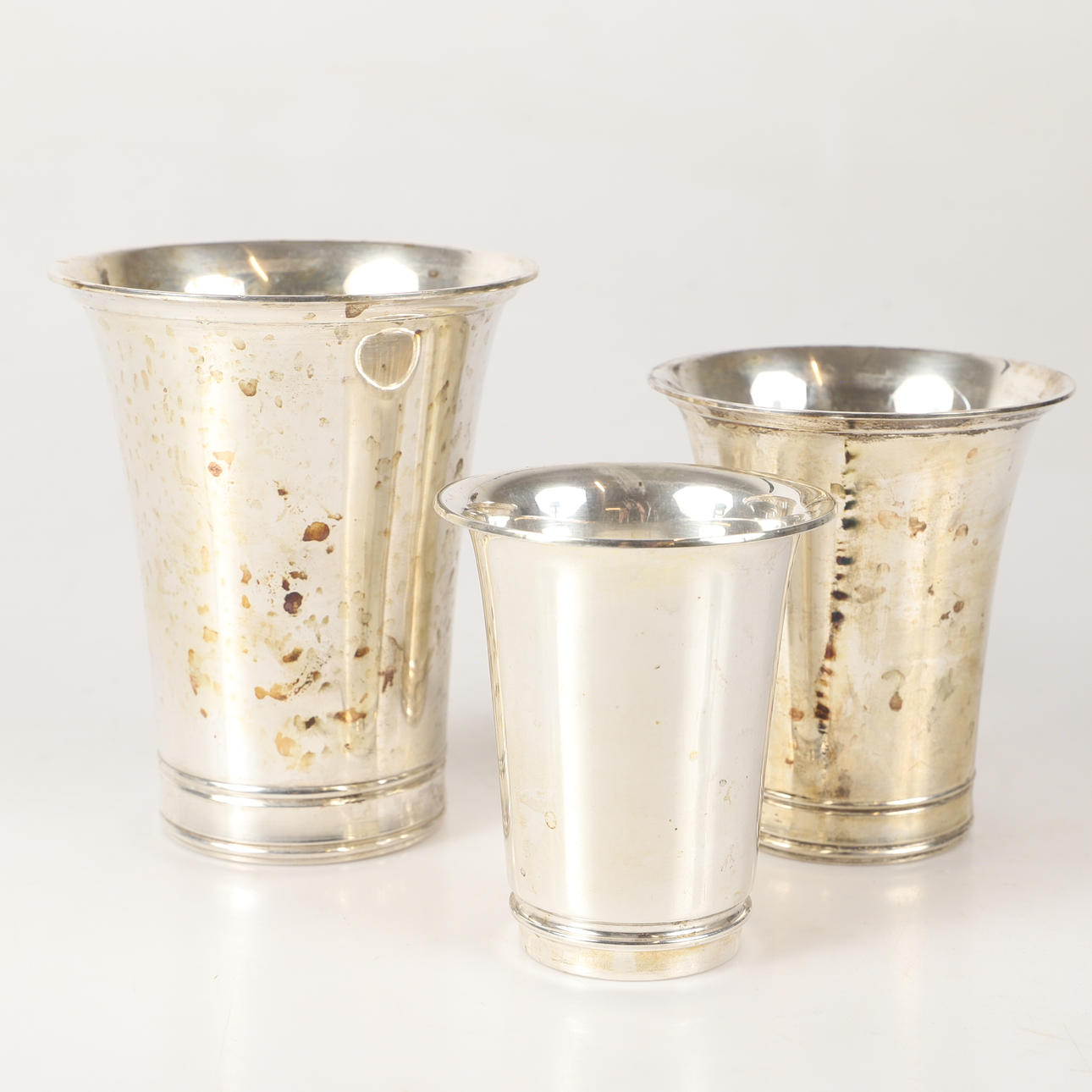 JOHANNES SIGGAARD. Bägare, 3 stycken, silver, Danmark.