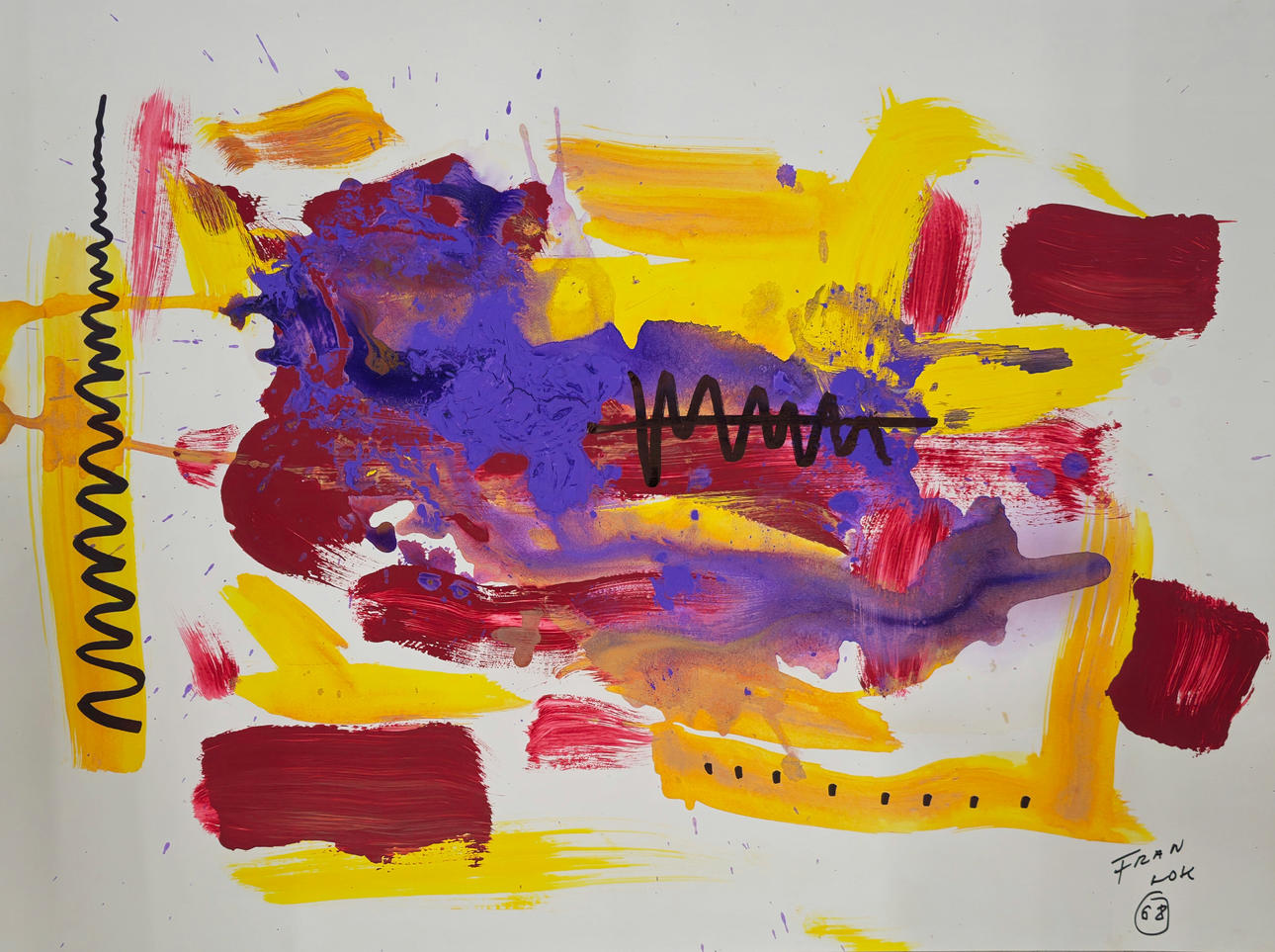 FRAN LOK. ABSTRACT EXERCISE. ACRYLIC ON PAPER. SIGNED AND DATED 1968.