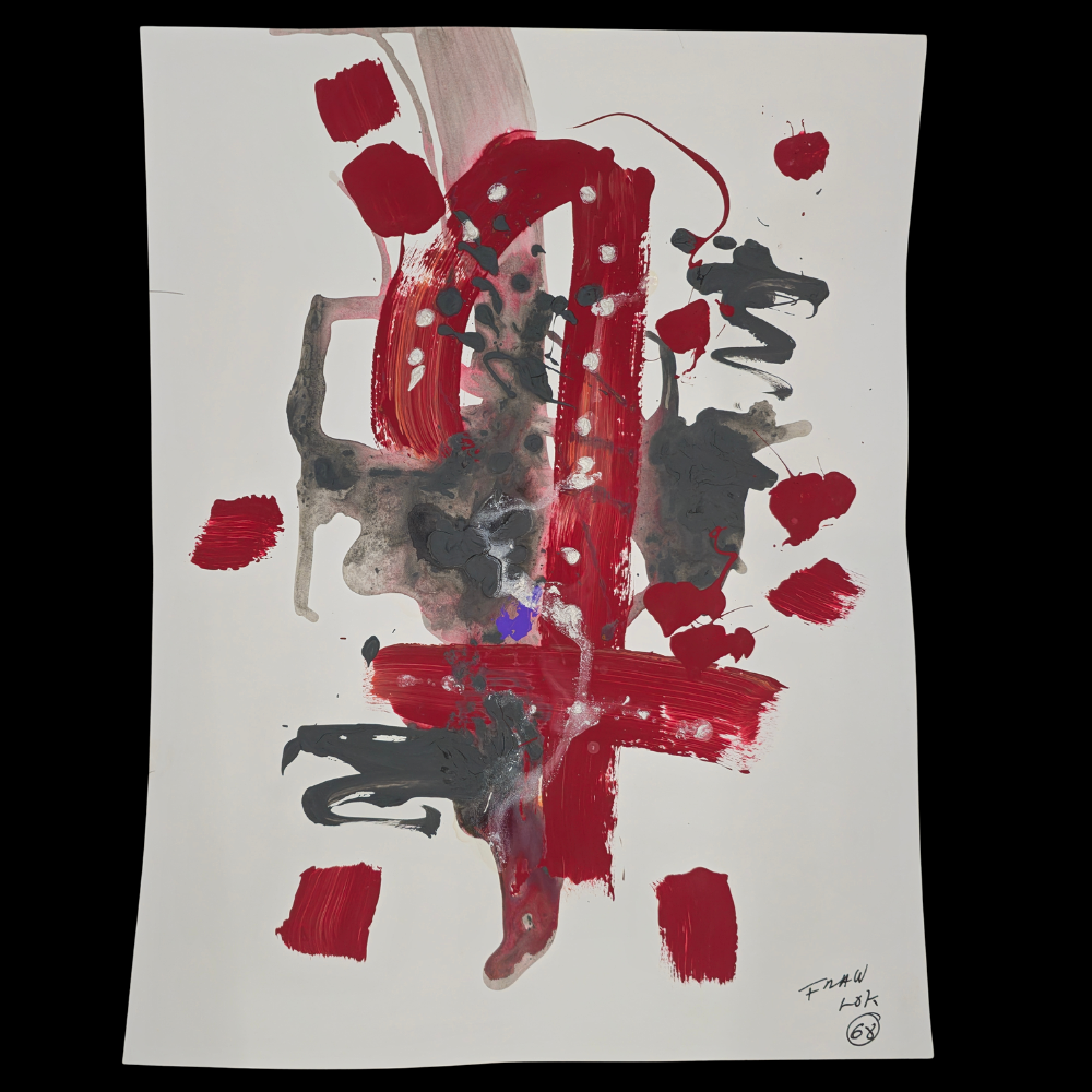 FRAN LOK. ABSTRACT EXERCISE. ACRYLIC ON PAPER. SIGNED AND DATED 1968.