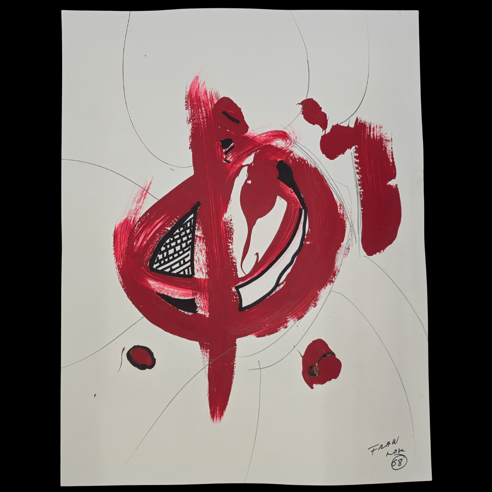 FRAN LOK. ABSTRACT EXERCISE. ACRYLIC ON PAPER. SIGNED AND DATED 1968.