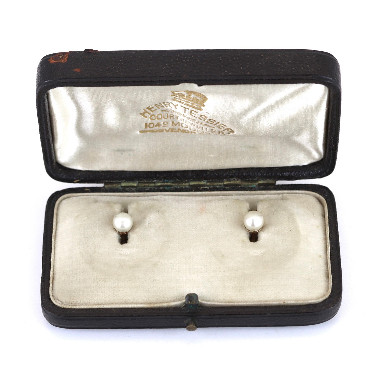 9CT GOLD AND PEARL COLLAR STUDS.