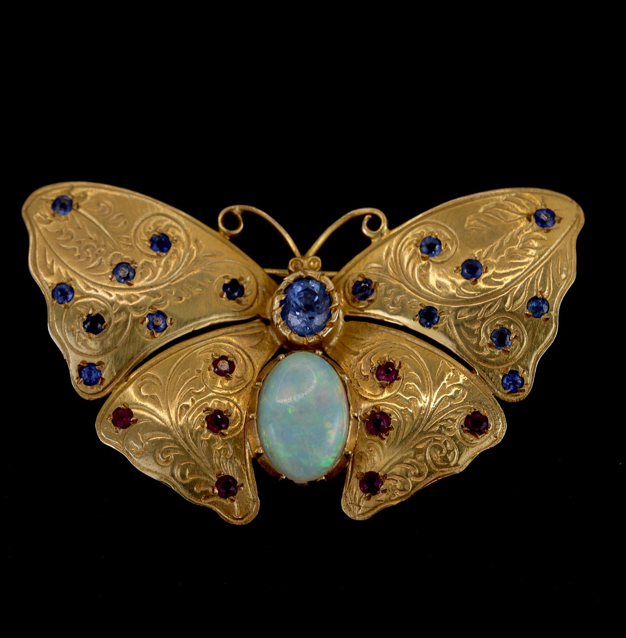 HALLMARKED 14CT GOLD BROOCH SET WITH OPAL.
