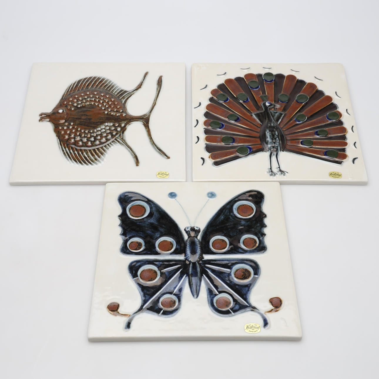 BERTIL LUNDGREN. Wall plaques, 3 pieces, ceramics, Rörstrand.