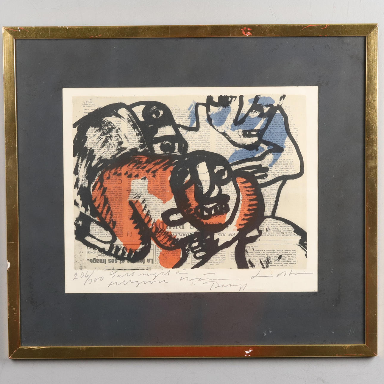 BENGT LINDSTRÖM. Lithography, figure composition from “Eddan”. signed.