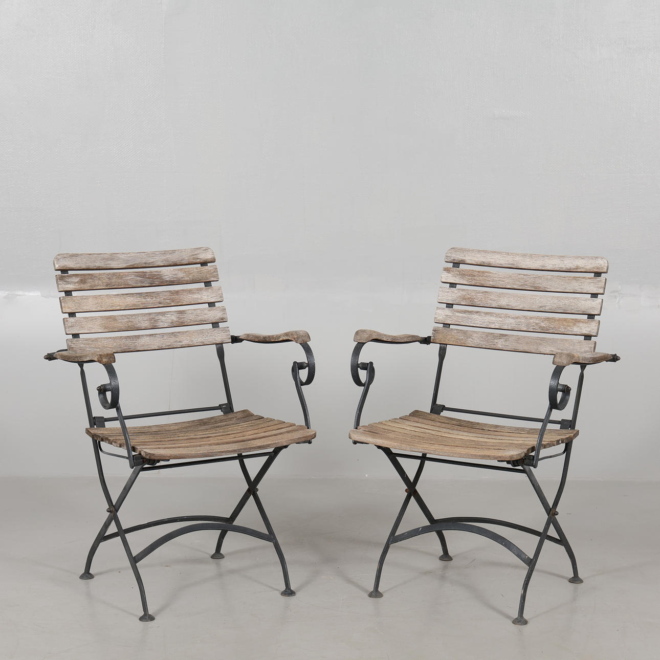 GARDEN CHAIRS with frame, 1 pair, folding.