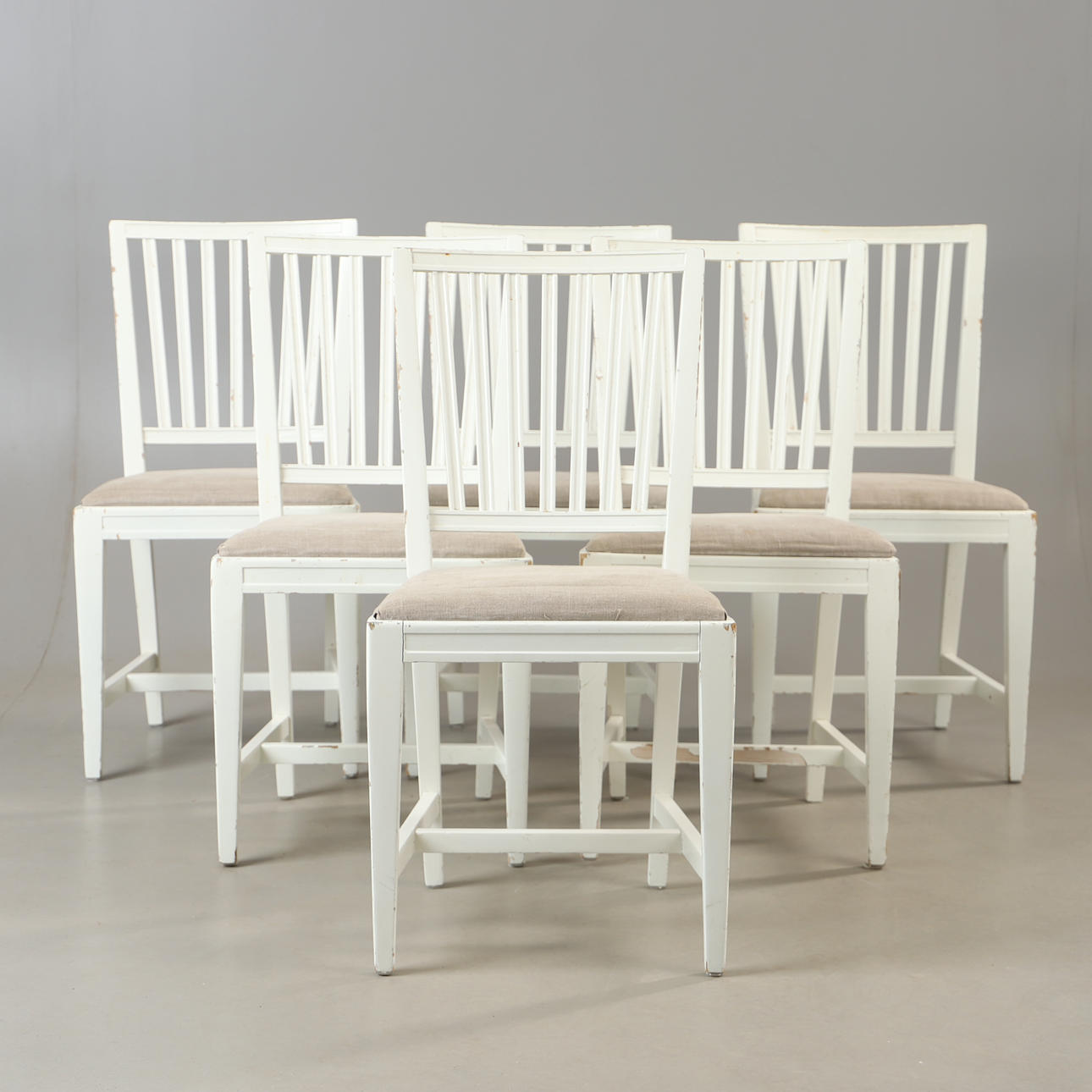 STOLAR, 6 stycken, Leksandmodell, vitmålade.