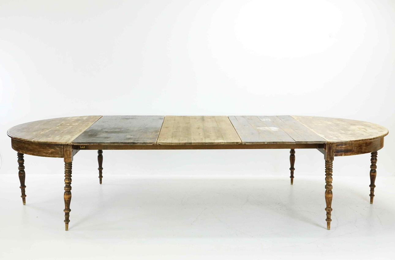 A dining table, “long table”, with 4 inserts, mid 19th century.