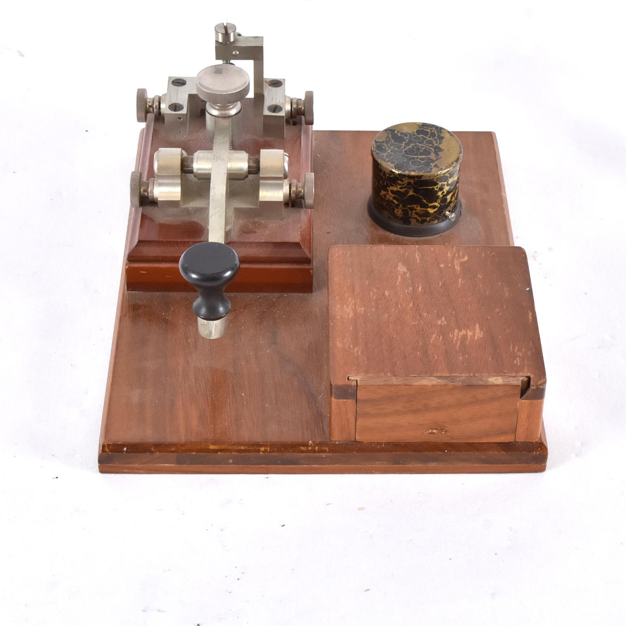 TELEGRAPH KEY, metal on wood.