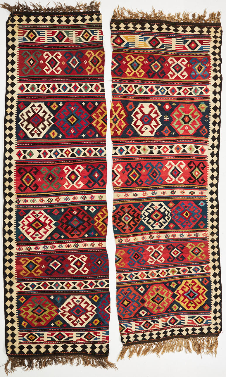 KELIM. Caucasian, semi-antique, wool, two-piece.