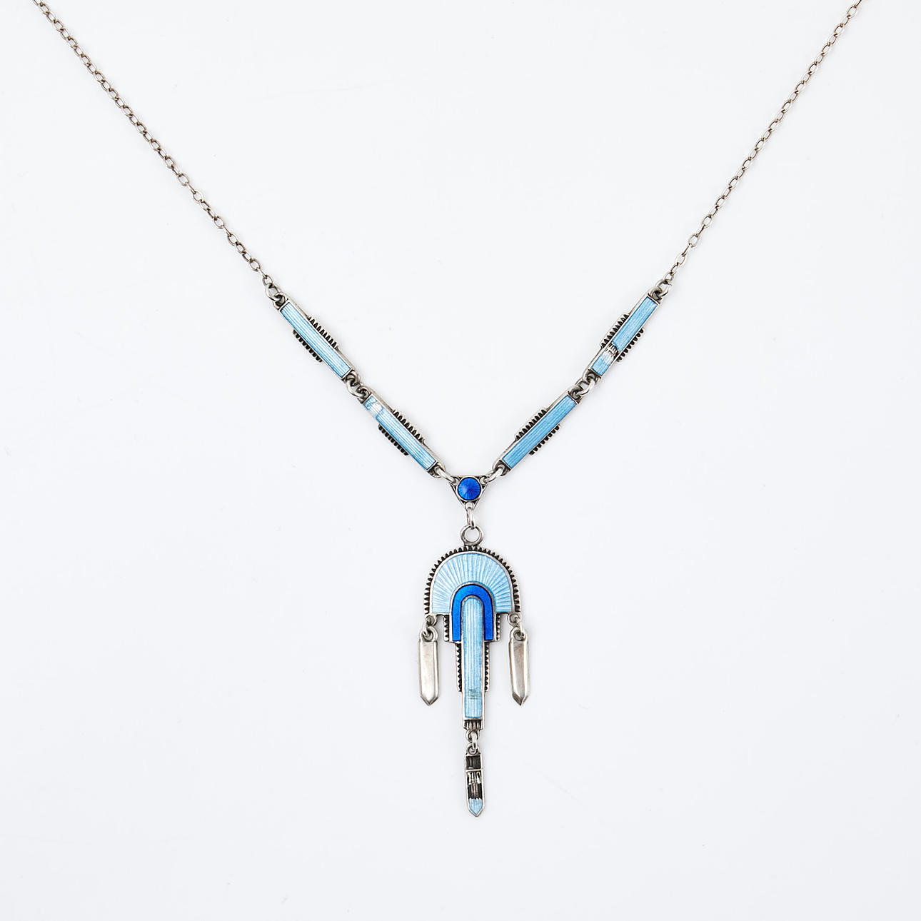 COLLIER, sterlingsilver samt guillocherad emalj dekor, tidigt 1900-tal, Norge.