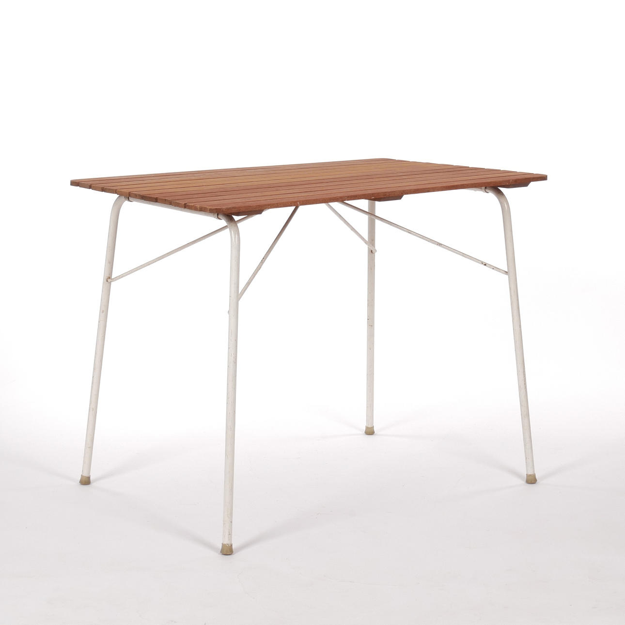 TRÄDGÅRDSBORD, stålrör och teak, 1900-tal.