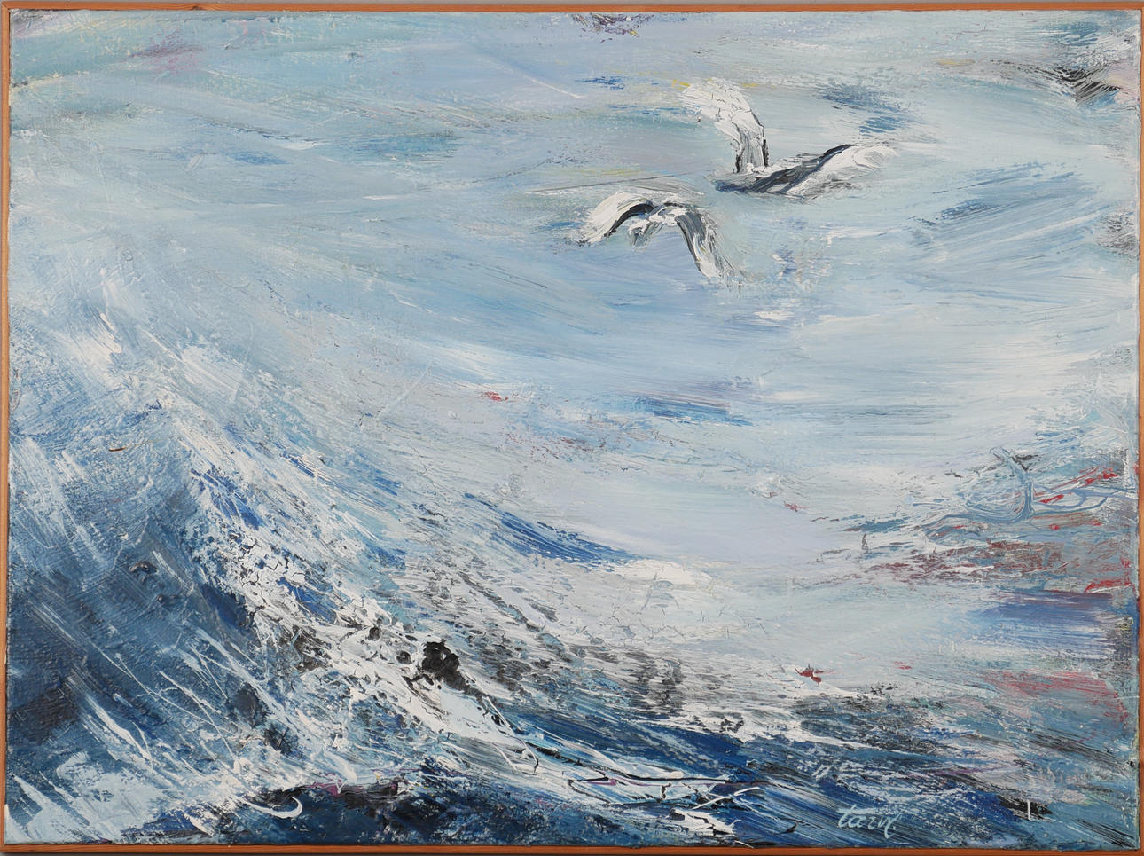 OIDENTIFIERAD KONSTNÄR. “Stormbirds”, oil on canvas, signed.