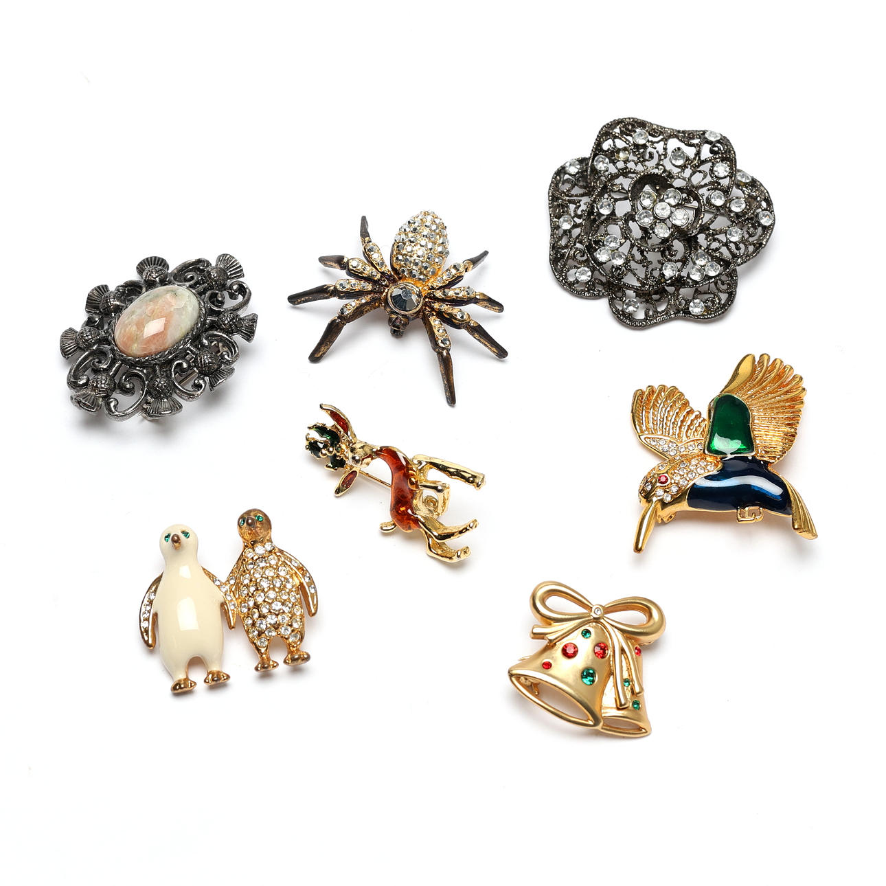 BROOCHES. 7 pcs, vintage.