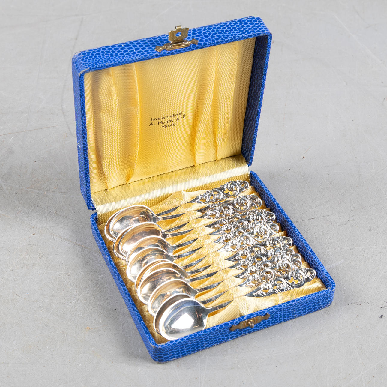 TEA SPOONS, 12 pcs, silver, import stamps.