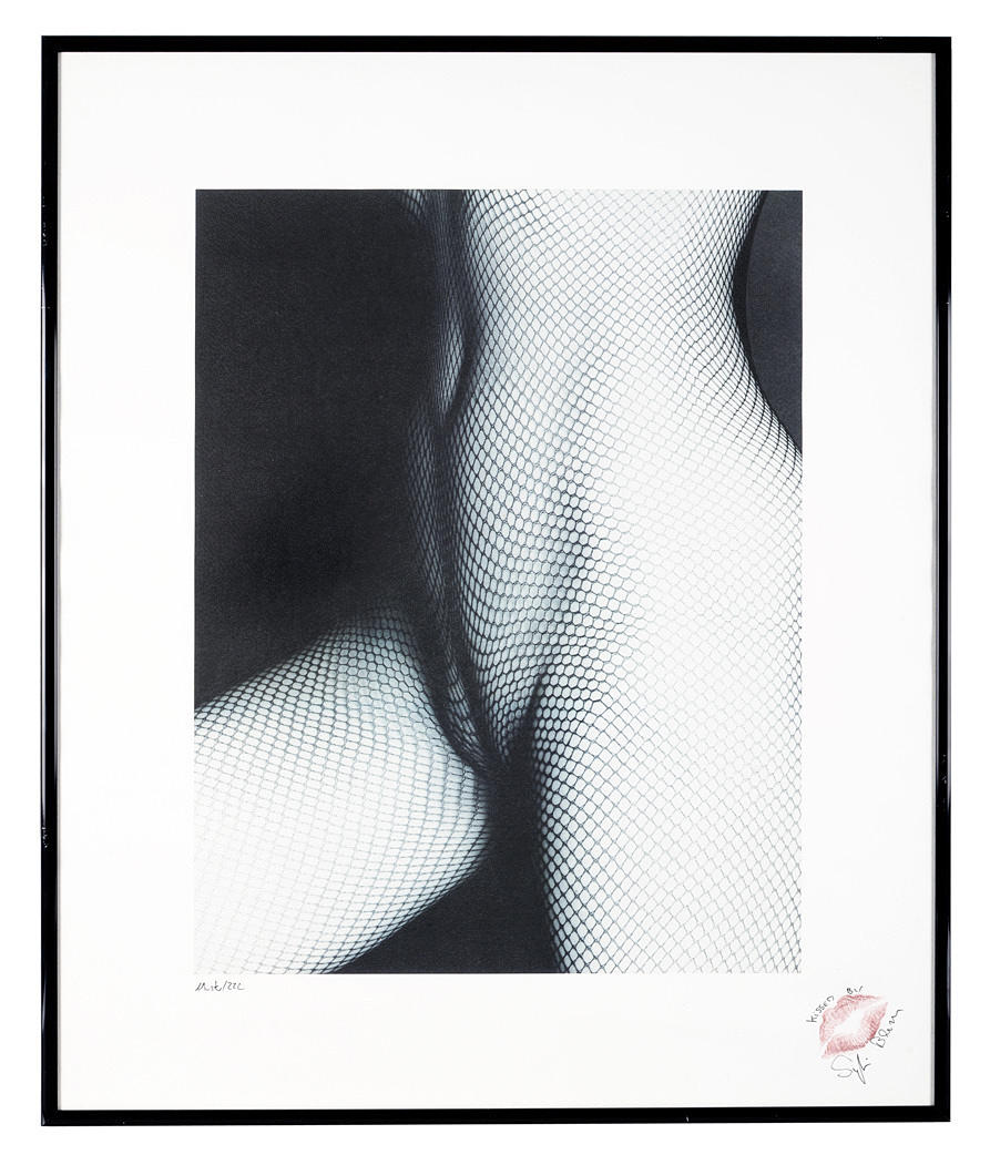 GÜNTER BLUM & SYLVIE BLUM. ”Fisknät Torso II.” Tryckt grafiskt mönster med läppstift, signerad.