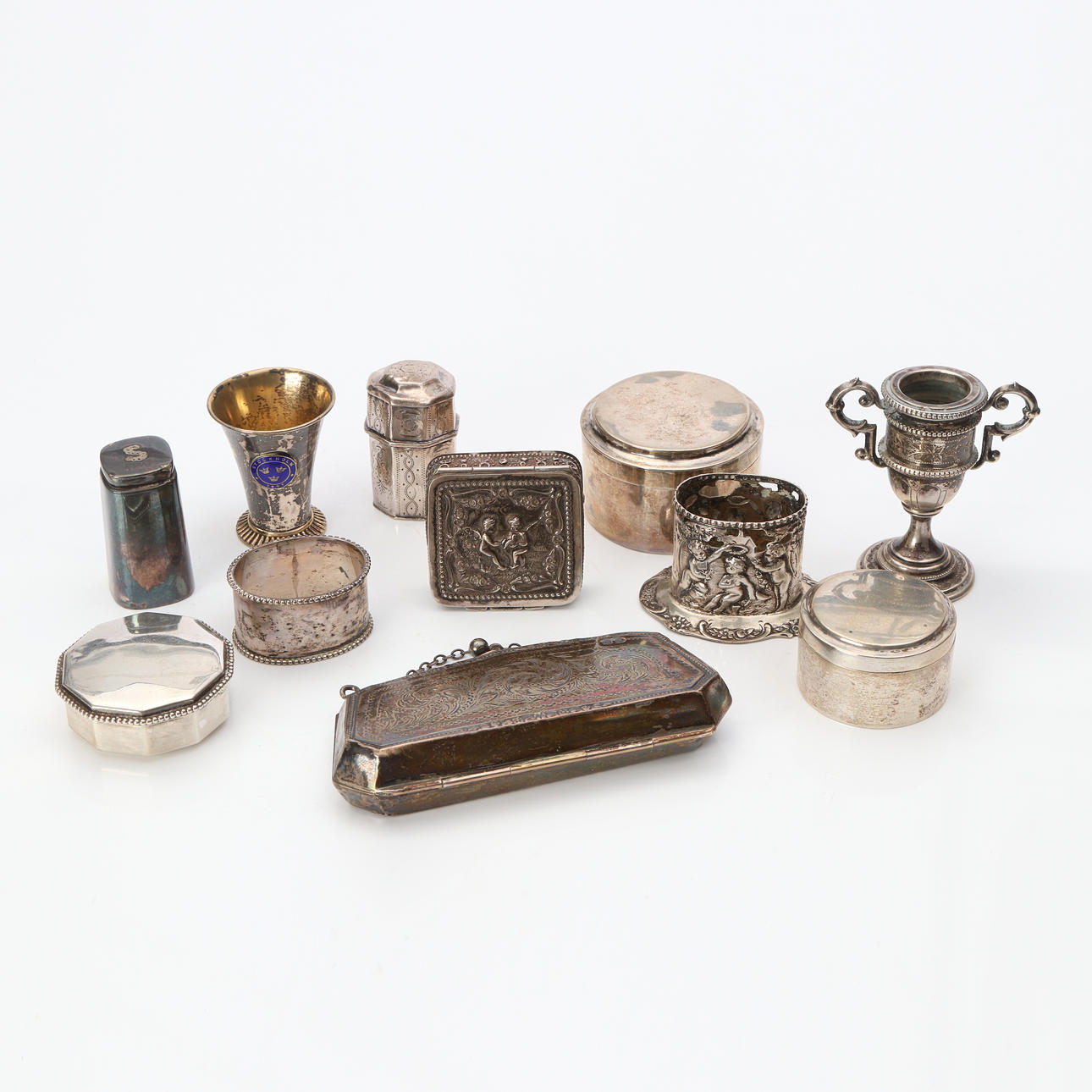 PARTI SILVER, 11 DELAR. Total vikt ca 440 gram.