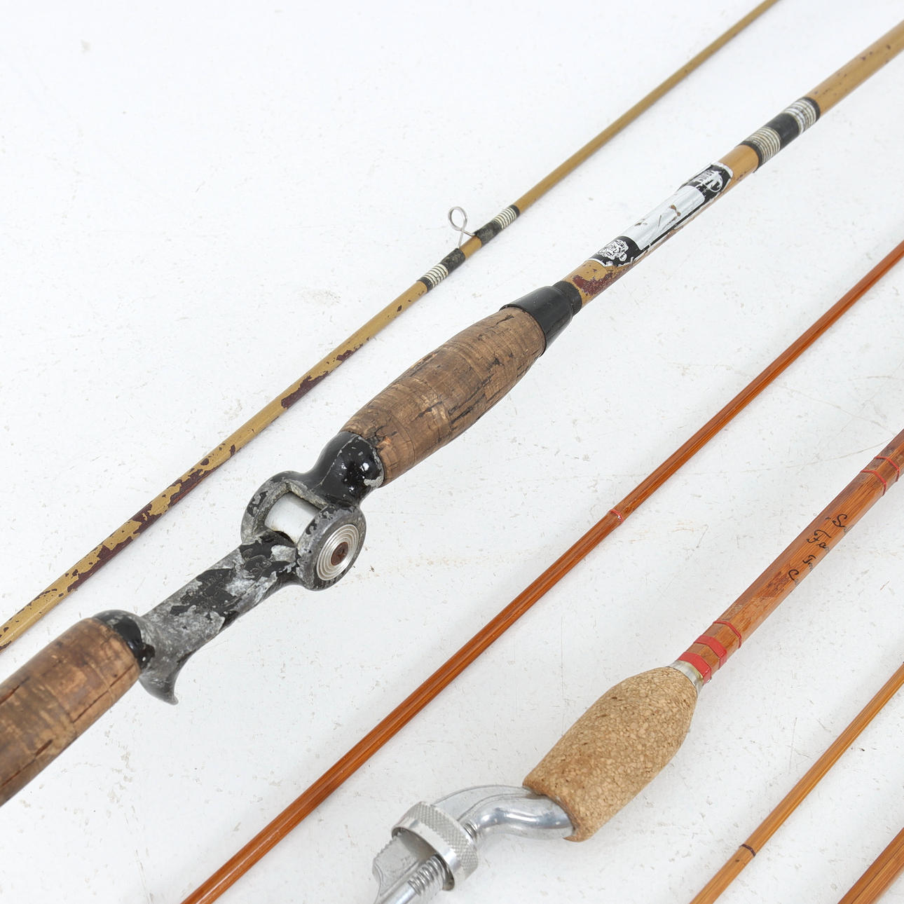 SPINNING RODS, 3 pcs, split cane and fiberglass, Arjon & Salmon ...