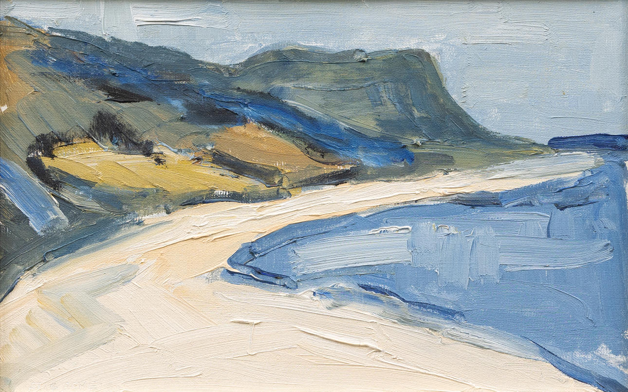 STIG ARNE. “Stone head”, oil on canvas, signed.