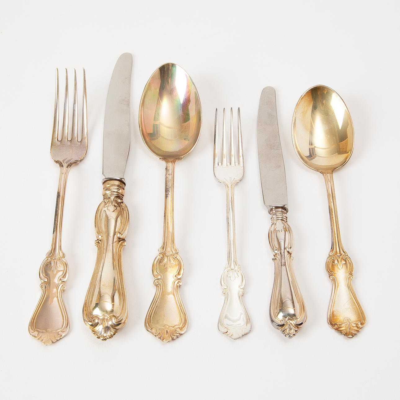 CUTLERY SET. 72 pieces, silver, "Olga", GAB.