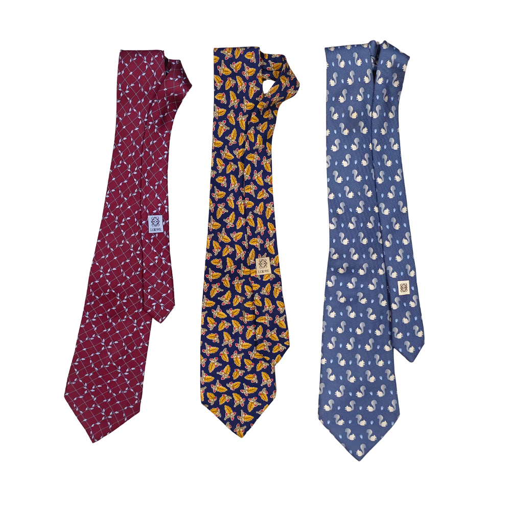 LOEWE. THREE SILK TIES.