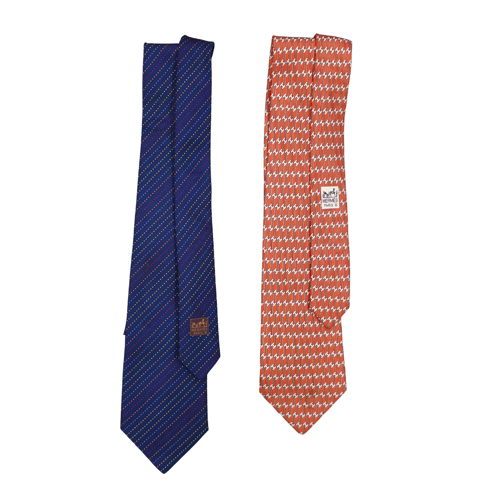 HERMÈS. TWO SILK TIES.