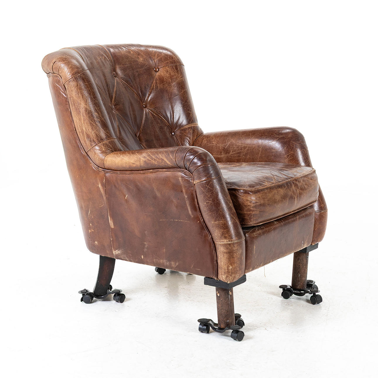 ARMCHAIR, leather upholstery.
