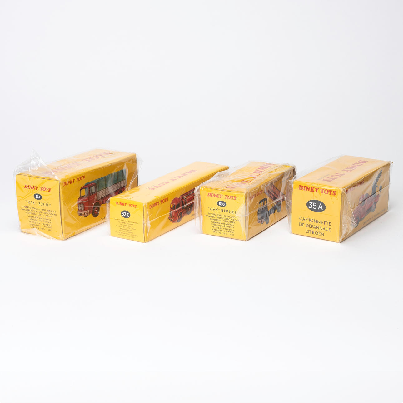 DINKY TOYS, 4 model cars, No. 32 C, 35 A, 584 and 585, Atlas 