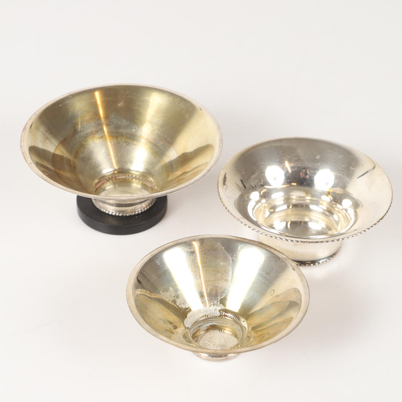BOWLS, 3 pieces, silver.