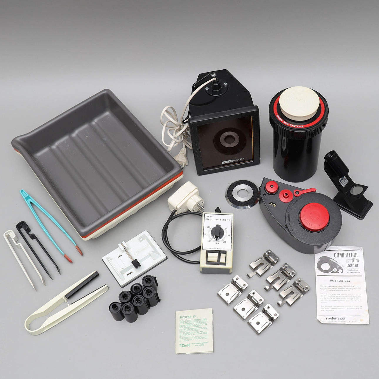 FÖRSTORINGSAPPARAT DURST M 601, SAMLING tillbehör, Ilford fotografiskt ...