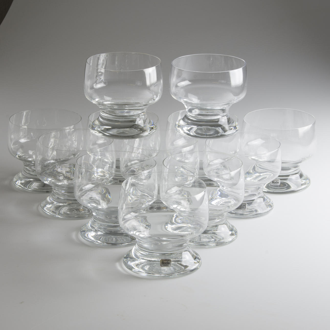 CUPGLAS, 12 stycken, "Porter", Signe Persson Melin, Boda.