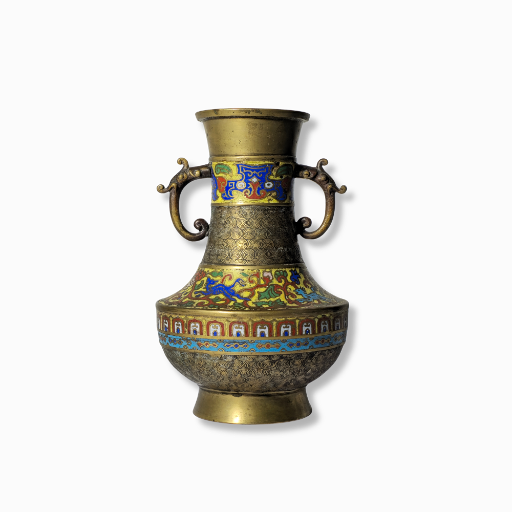 ORIENTAL VASE IN BRONZE AND CLOISONNE.