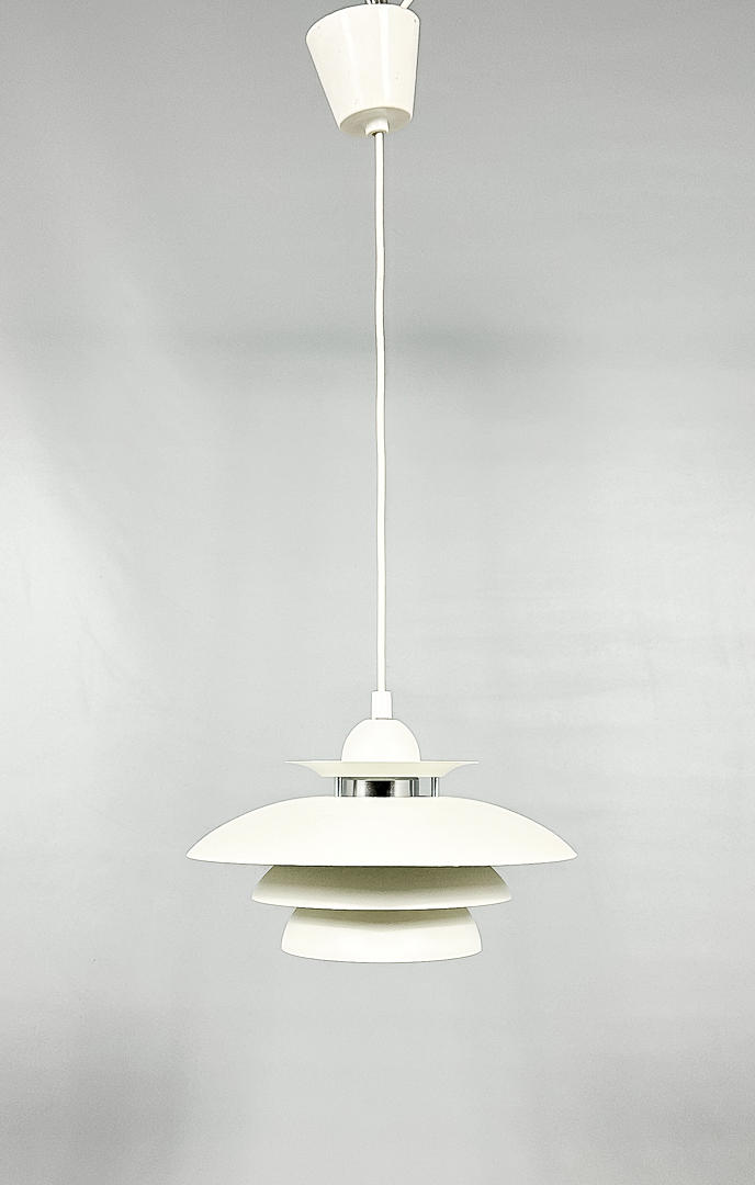 A ceiling lamp, white lacquered sheet, 20th century.