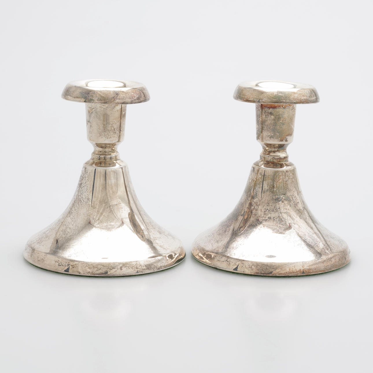 CANDLESTICKS, a pair, silver, total weight 374 grams.